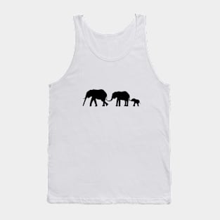 Silhouettes of 3 Elephants Holding Tails Tank Top